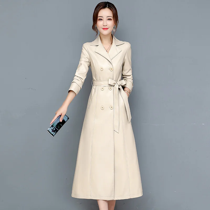 Top Trends: M-7XL New Women Sheepskin Coat Spring Autumn 2023 Fashion Double Breasted Long Jacket Sheep Leather Overcoat Suede Outerwear Shoppable Styles