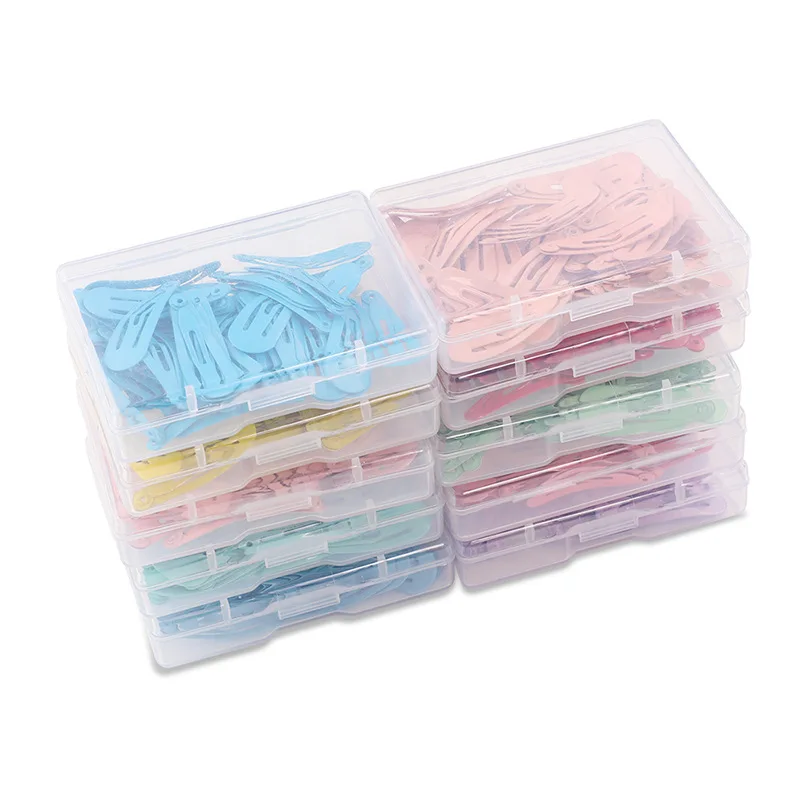 Top Trends: 50Pcs / Box Colorful Hair Clips Child Metal Hairgrip Solid Color Kids Snap Hairpins Baby Mini Hair Barrettes Hair Accessories Shoppable Styles