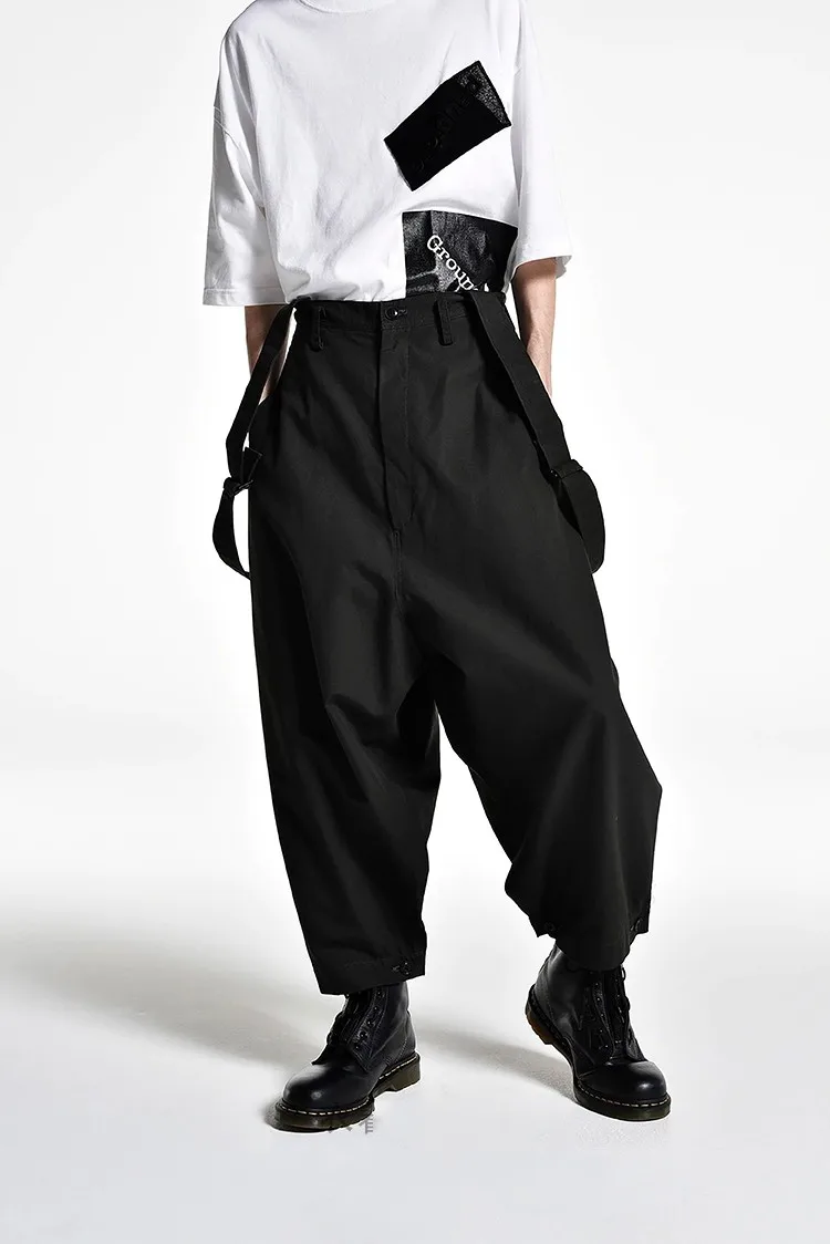 Top Trends: Men's Spring And Autumn Wide Leg Pants Overalls Loose Men's Casual Pants Large Size Suspenders Japanese Yamamoto Wind Shoppable Styles