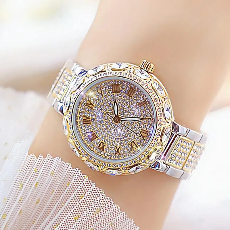 Top Trends: Fashion Women Watches Stainless Steel Rhinestone Crystal Ladies Quartz Watch Women Dress Clock Dropshiping Montre Femme Shoppable Styles