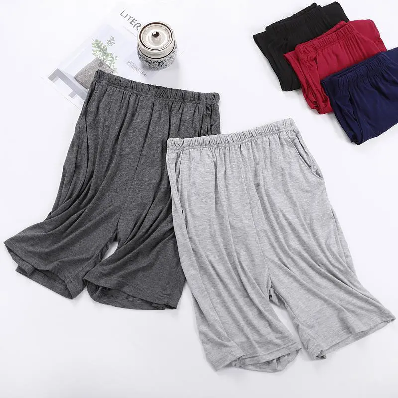 Top Trends: Large Size Summer Modal Mens Sleep Pants Casual Drawstring Short Pants Male Sleeping Shorts Loose Comfortable Men Sleep Bottoms Shoppable Styles