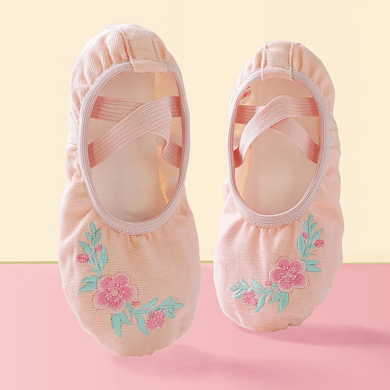 Top Trends: Ballet Shoes Dance Shoe Practice Shoes Girls Kids Embroidery Ballet Shoes Canvas Cute Flower Ballet Slippers Split Sole Shoppable Styles