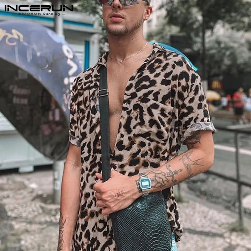 Top Trends: INCERUN Men Short Sleeve Lapel Shirt Casual Floral Blouse Men Hawaiian Beach Tops Summer Leopard Print Shirts Camisa Plus Size Shoppable Styles