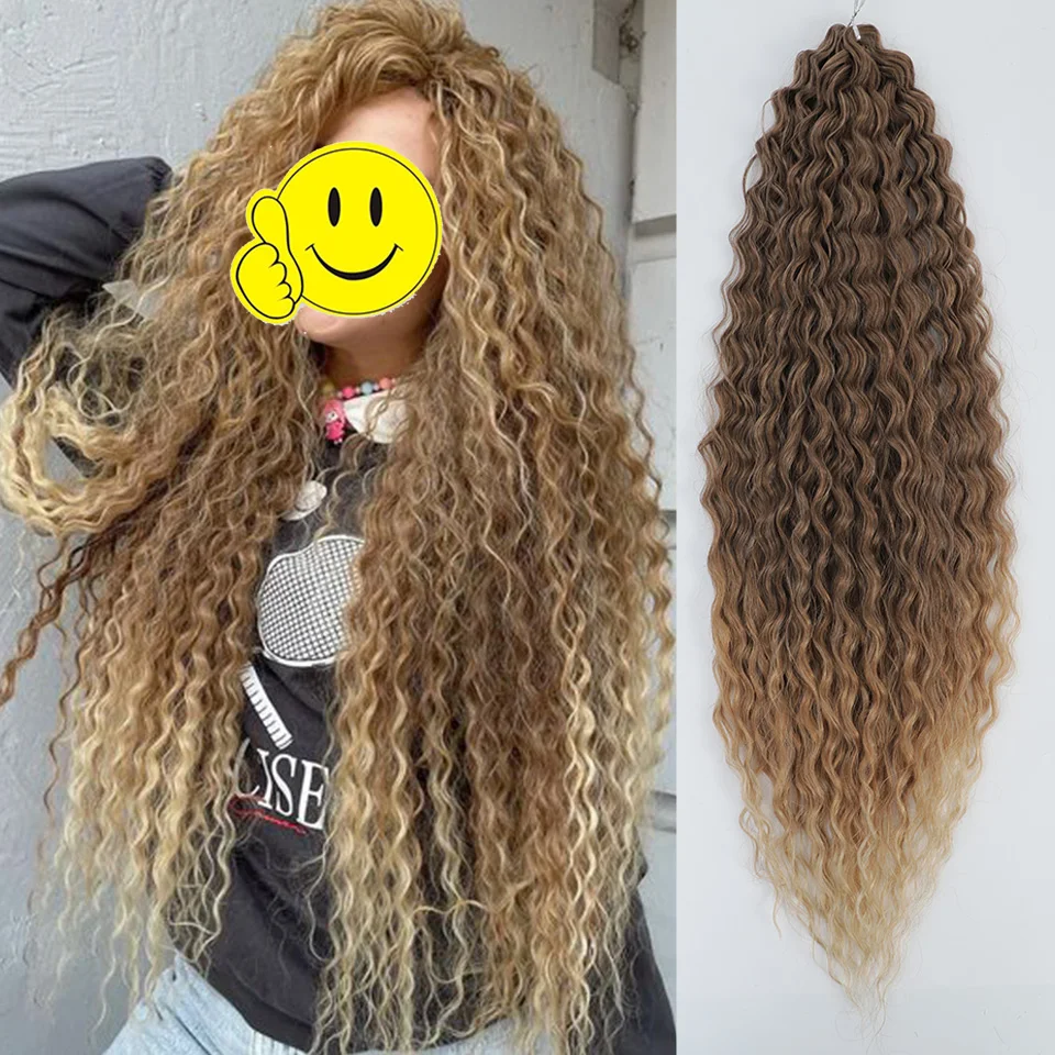 Top Trends: Deep Wave Twist Crochet Hair Natural Synthetic Afro Curls Crochet Braids Ombre Braiding Hair Extensions For Women HighTempreture Shoppable Styles