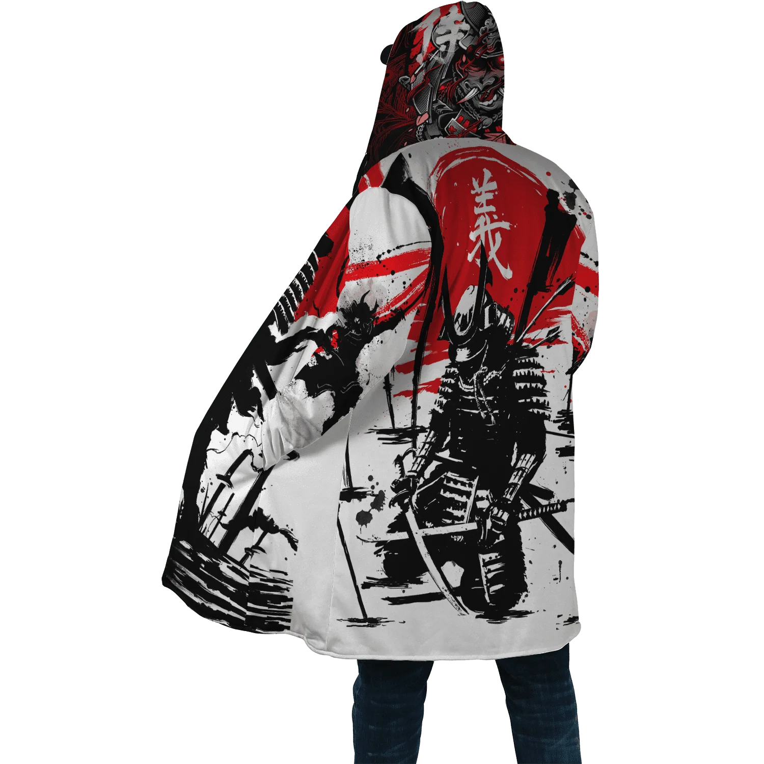 Top Trends: 2021 Winter Mens Hooded Cloak Samurai Oni Mask Tattoo 3D Printing Fleece Wind Breaker Unisex Casual Thick Warm Hood Cloak PF18 Shoppable Styles - Image 4