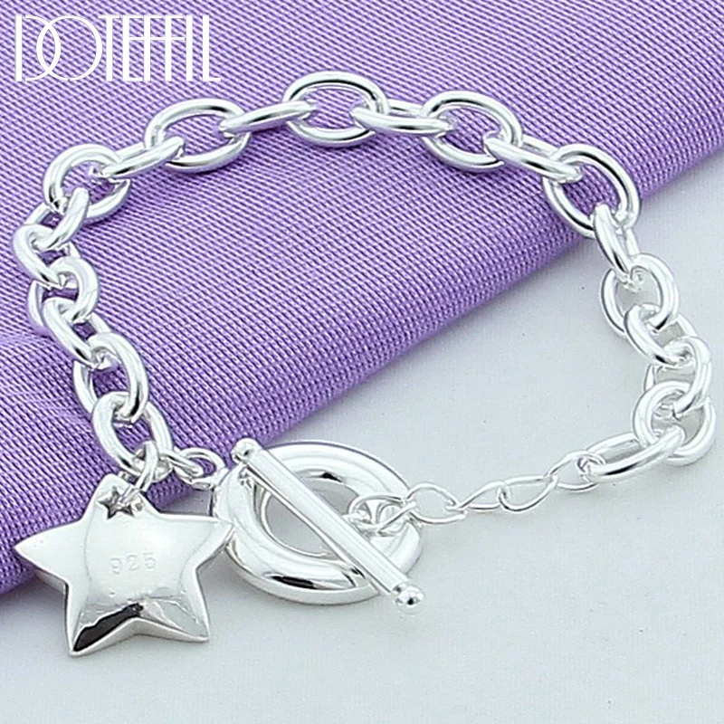 Top Trends: DOTEFFIL 925 Sterling Silver Star TO Buckle Charm Bracelets Chain For Women Fashion Wedding Engagement Fine Jewelry Shoppable Styles