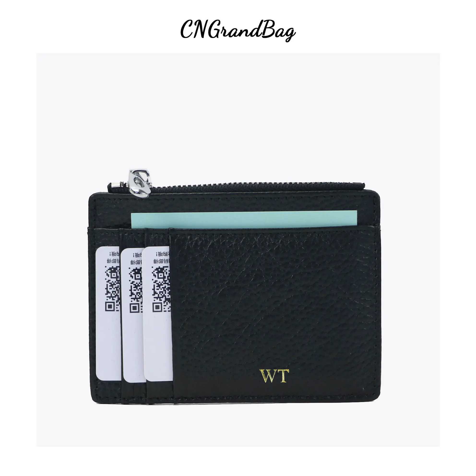 Top Trends: Free Cstomized Letters Pebbled Men Zipper Wallet Genuine Leather ID Credit Card Holder New Design Coin Purse Women&#039;s Card Bag Shoppable Styles