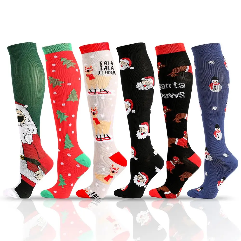 Top Trends: Autumn Winter Compression Stockings Christmas Cartoon Shaping Solid Snowman Exercise Leg Muscle Pressure Soothing Women Men Sock Shoppable Styles