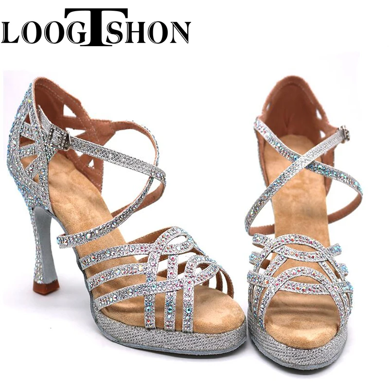 Top Trends: LOOGTSHON Wedding Shoes For Women Salsa Dance Shoes Woman Sandals With Platform Silver Dance Shoes Rhinestone Shoppable Styles - Image 2