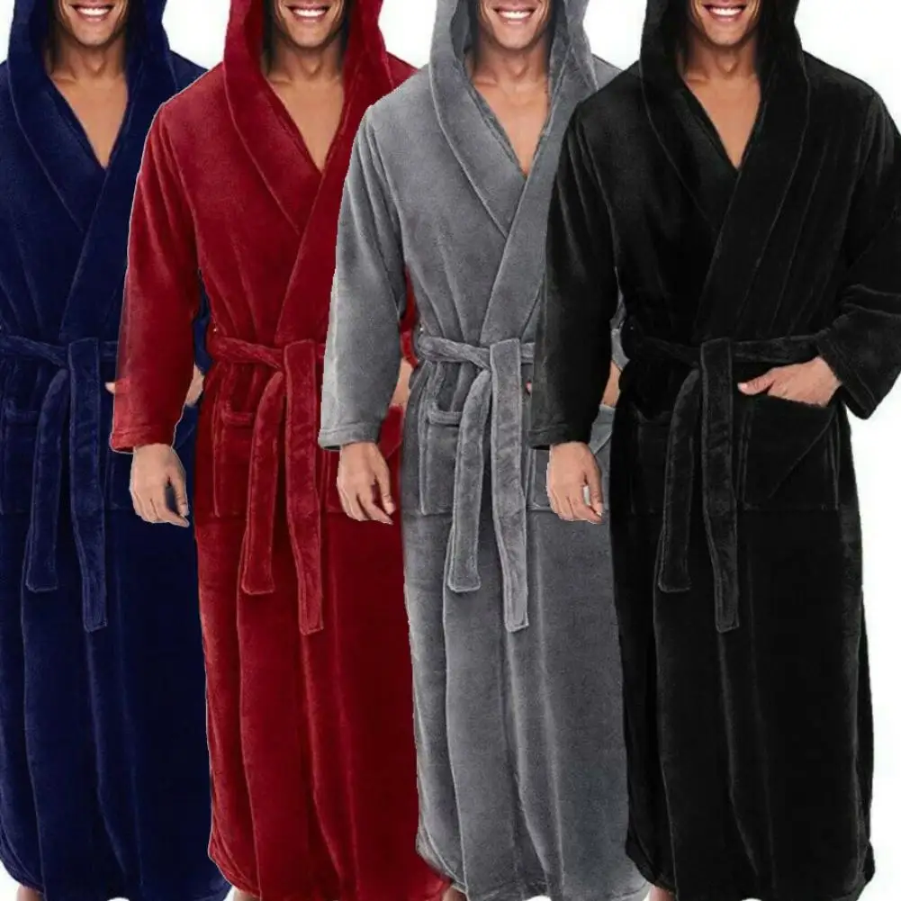 Top Trends: Winter Thick Warm Bathrobe Men Coral Fleece Robe Nightgown Bath Gown Sleepwear Loose Soft Long Nightwea Shoppable Styles