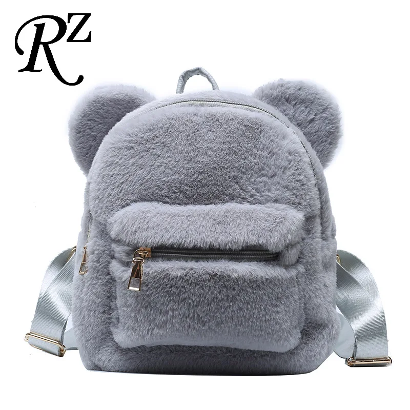 Top Trends: Bear Ears Plush Women Backpack Faux Fur Shoulders Bag Cute Furry Women Bag Mini Girl Backpacks NEW Winter Bags For Women 2020 Shoppable Styles