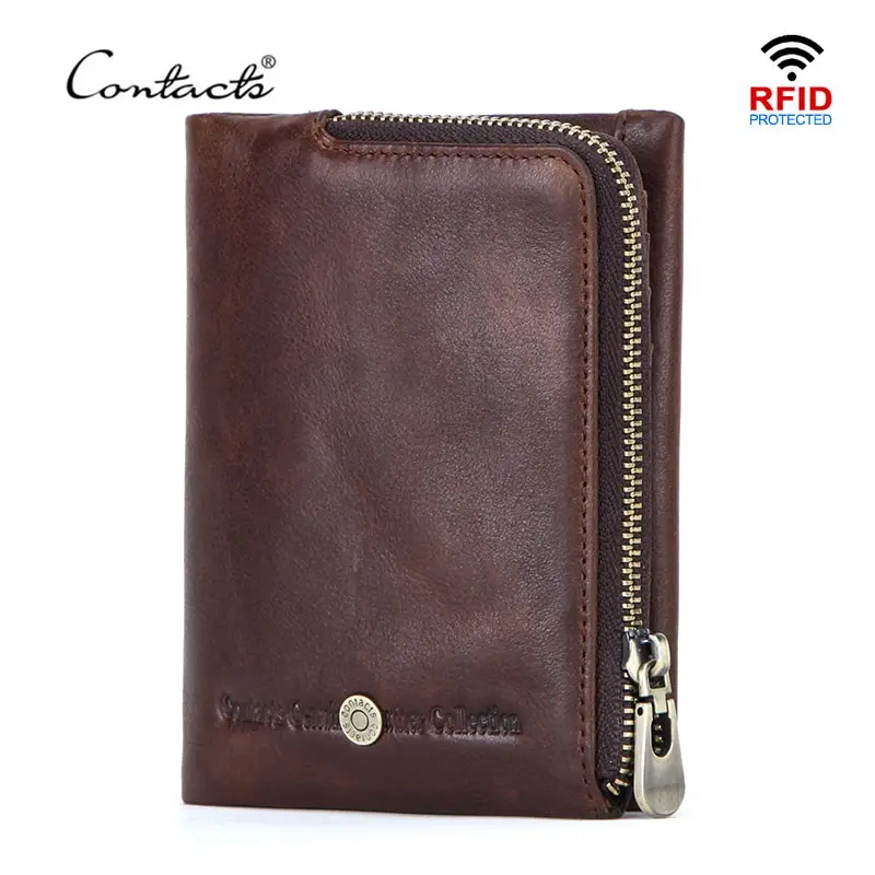 Top Trends: CONTACT&#039;S New Small Wallet Men Crazy Horse Wallets Coin Purse Quality Short Male Money Bag Rifd Cow Leather Card Wallet Cartera Shoppable Styles