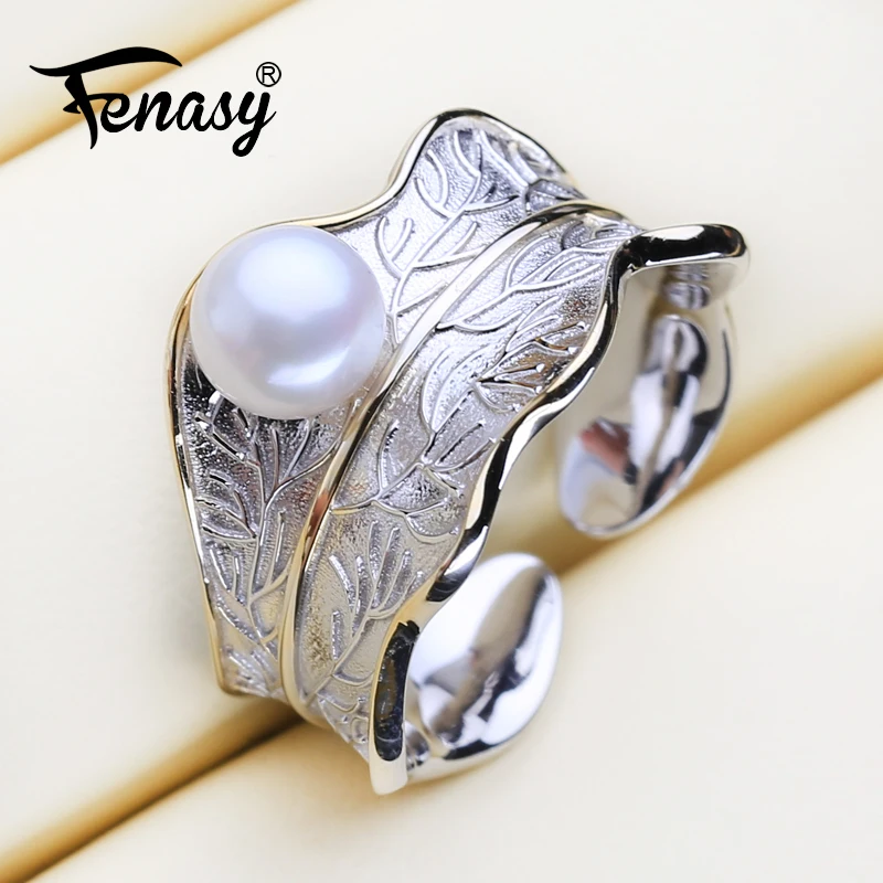 Top Trends: FENASY 925 Sterling Silver Ring Natural Freshwater Pearl Rings For Women Custom Female Ring Fine Jewelry Birthday Gift Wholesale Shoppable Styles