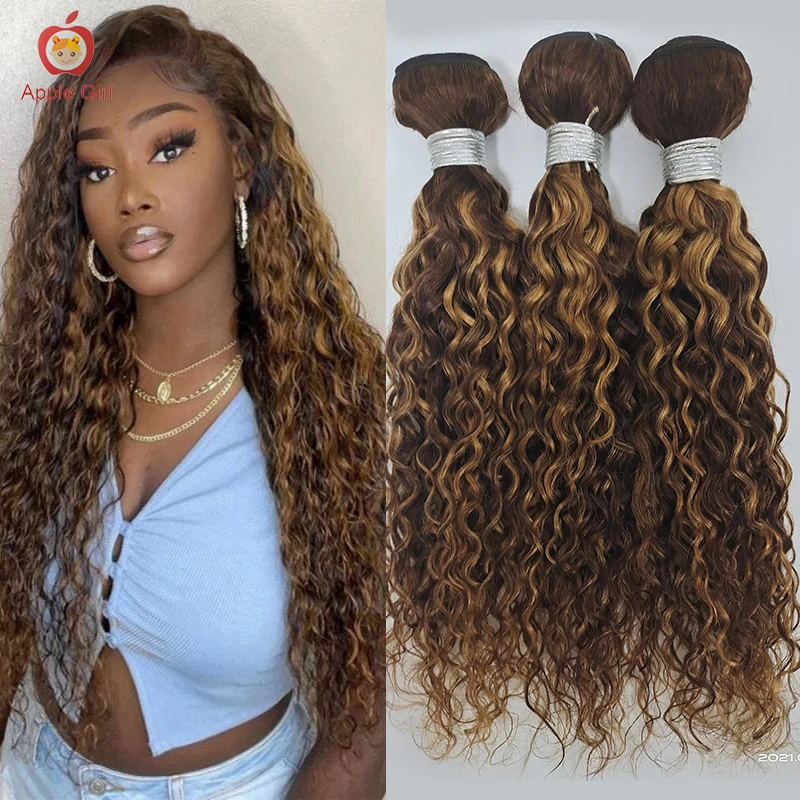 Top Trends: Highlight 30 Inch Water Wave Human Hair 1 / 3 / 4 Bundles Remy Brazilian Deep Wave Bundles Original Human Natural Hair Extensions Shoppable Styles