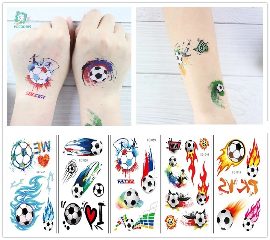 Top Trends: Rocooart 1 Sheet Hot Football Kids Temporary Tattoo Sticker Colorful Fake Tatoo Flash Tatto Waterproof Small Body Art For Child Shoppable Styles