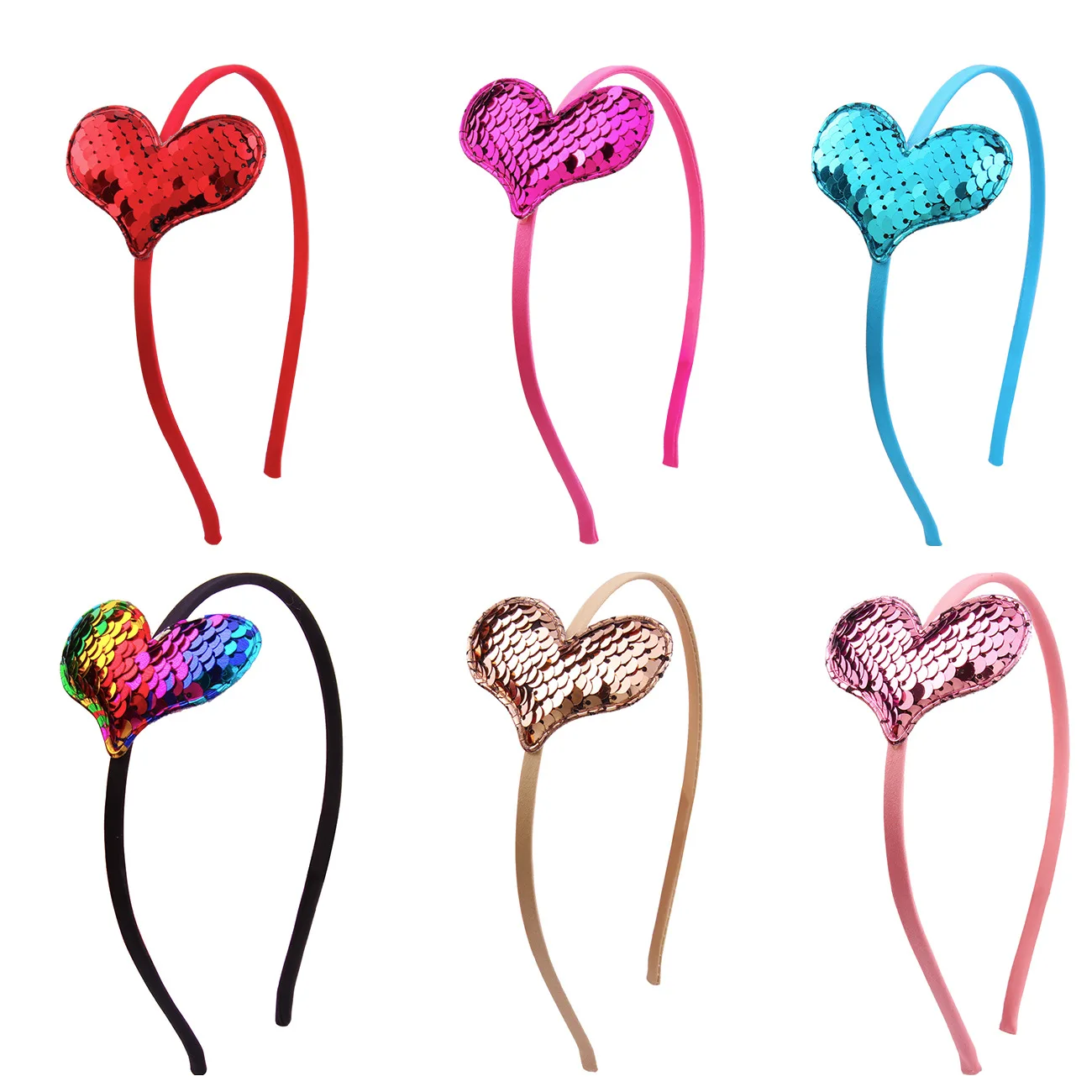 Top Trends: 2022 Hot Sale Sequin Bow Love Kids Reversible Sequin Ears Hairband Boutique Children Hard Headband Girls Hair Accessories Shoppable Styles