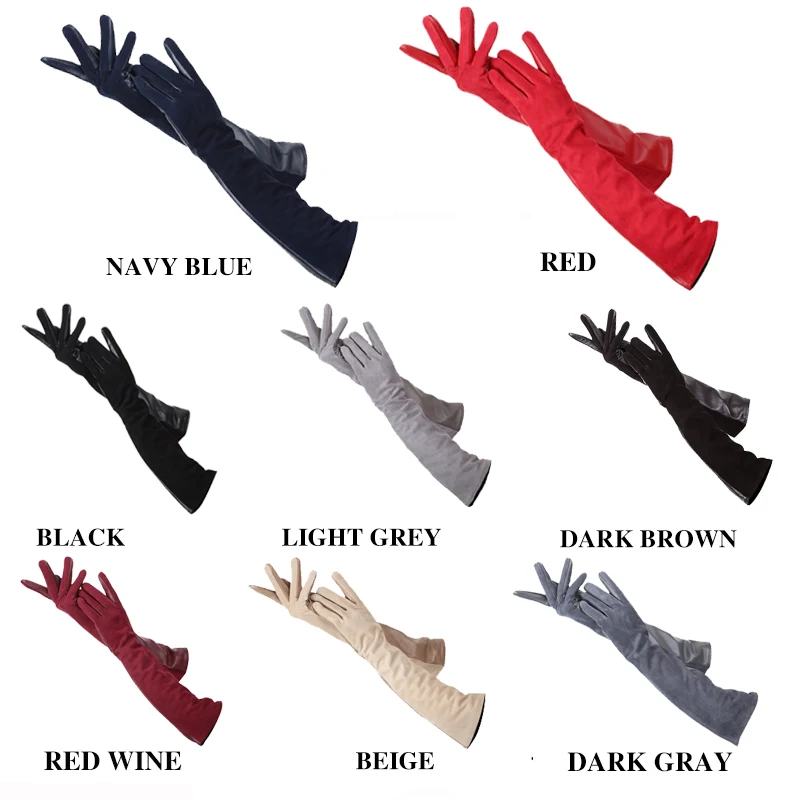 Top Trends: Sheepskin Color Women's Gloves, genuine Suede 50% Women's Leather Gloves, Keep Warm Winter Women's Long Gloves - 2014 Shoppable Styles - Image 4