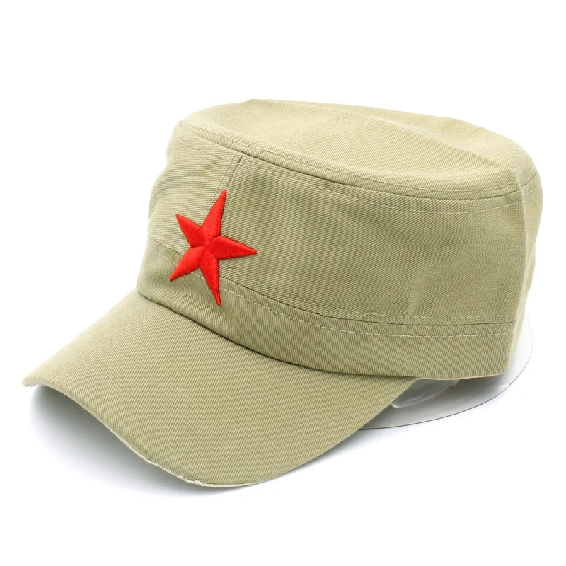 Top Trends: Mistdawn Unisex Cotton Military Cap Spring Summer Beach Outdoor Street Street Cool Church Sunhat Flat Top Hat With Red Star Shoppable Styles - Image 3