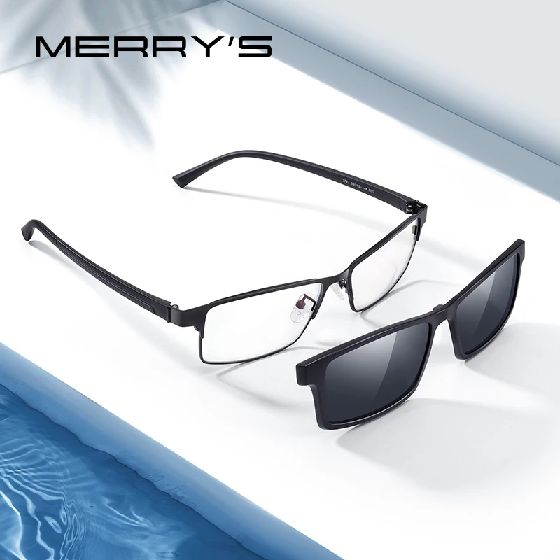 Top Trends: MERRYS DESIGN 2 In 1 Magnet Polarized Clip Glasses Frame Men Optical Myopia Clip Glasses For Men Eyeglasses Frame TR90 S2728 Shoppable Styles