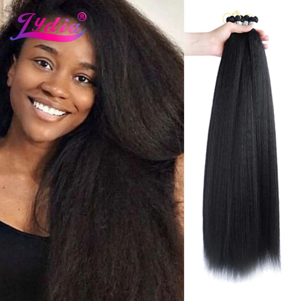 Top Trends: Lydia Kinky Straight Bundles Synthetic Hair Extension Freetress Crochet 3PCS Kanekalon Bulk Jumbo Braiding Afro 10-41Inch Black Shoppable Styles