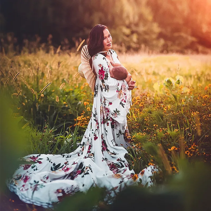 Top Trends: Floral Print Boho Dresses For Maternity Photography Props Vintage Flower Maternity Bohemian Dress For Photo Shoot Shoppable Styles