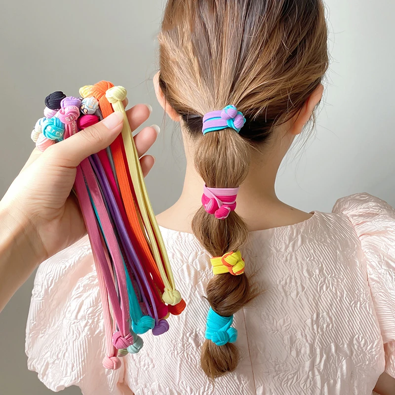 Top Trends: Knotted Hair Rope Elastic Hair Bands Ties Scrunchie Hairbands Double Knot Women Bow Ponytail Holder Hair Accessories Headdress Shoppable Styles