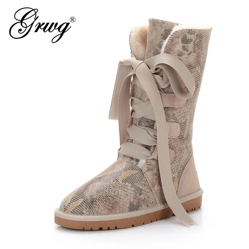 Top Trends: GRWG 2023 New Fashion 100% Genuine Cowhide Leather Snow Boots Australia Classic Women High Boots Warm Winter Shoes For Women Shoppable Styles