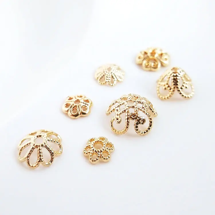 Top Trends: 20PCS 14K Gold Plated Brass Flower Beads Caps High Quality Diy Jewelry Accessories Shoppable Styles - Image 2