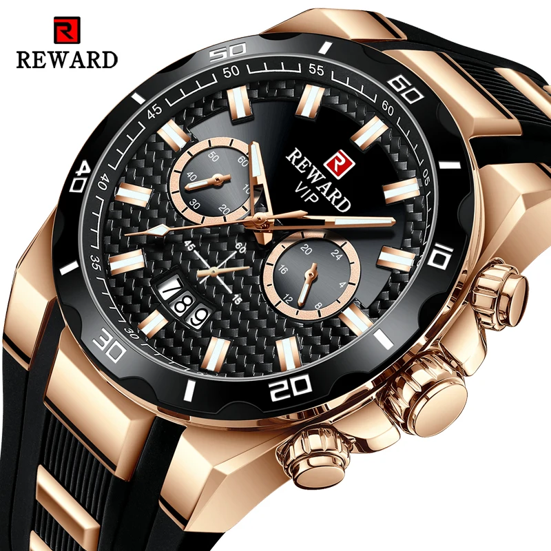 Top Trends: REWARD Fashion Big Dial Men's Watch Men Top Brand Luxury Chronograph Silicone Sport Quartz Watches Waterproof Relogio Masculino Shoppable Styles