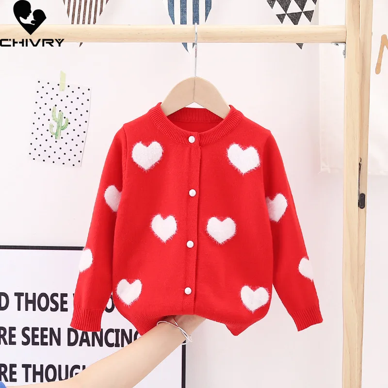 Top Trends: New 2022 Baby Girls Fashion Knitted Cardigan Sweater Kids Autumn Warm Heart Embroidery Button Cardigan Sweater Jackets Shoppable Styles