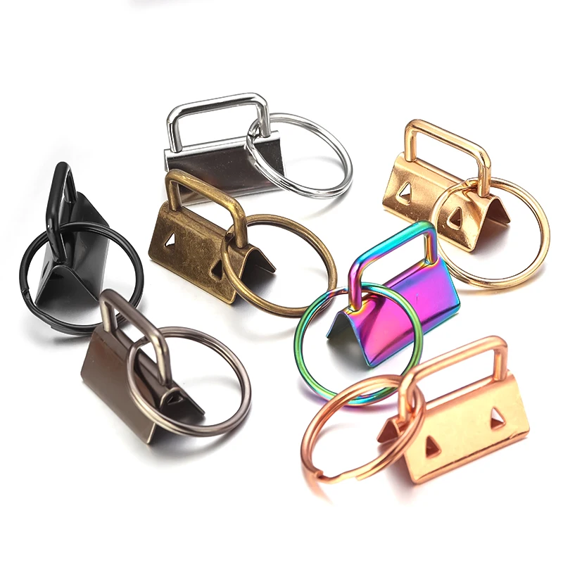 Top Trends: 10pcs Key Fob Hardware Keychain Split Ring Wrist Wristlets Cotton Tail Clip Ribbon Leather Clip Foldover Connectors Supplies Shoppable Styles