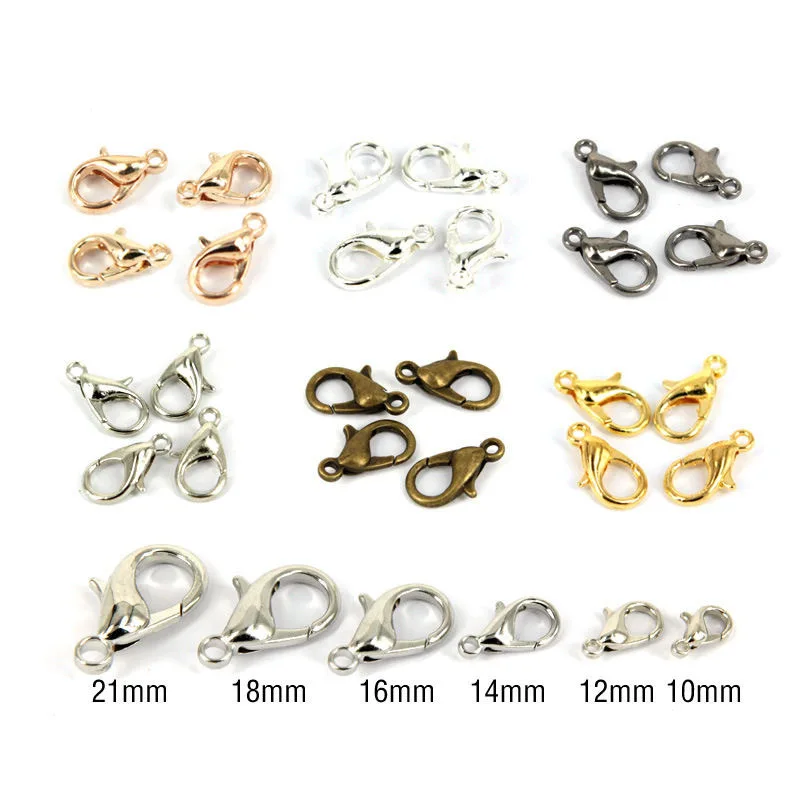 Top Trends: 50pcs / lot Alloy Lobster Clasp Hooks Jewelry Findings For DIY Jewelry Making Necklace Bracelet Chain 10 12 14mm Gold Silver Color Shoppable Styles