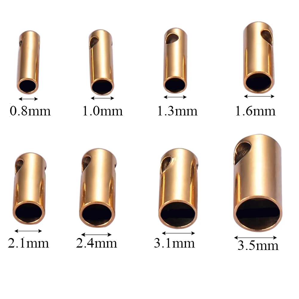 Top Trends: 20pcs Stainless Steel End Caps Crimp Clasps Connector Fit 0.6 , 0.9, 1.2, 1.8, 2.4, 3.2mm Sake Chain Necklace Jewelry Accessories Shoppable Styles - Image 2