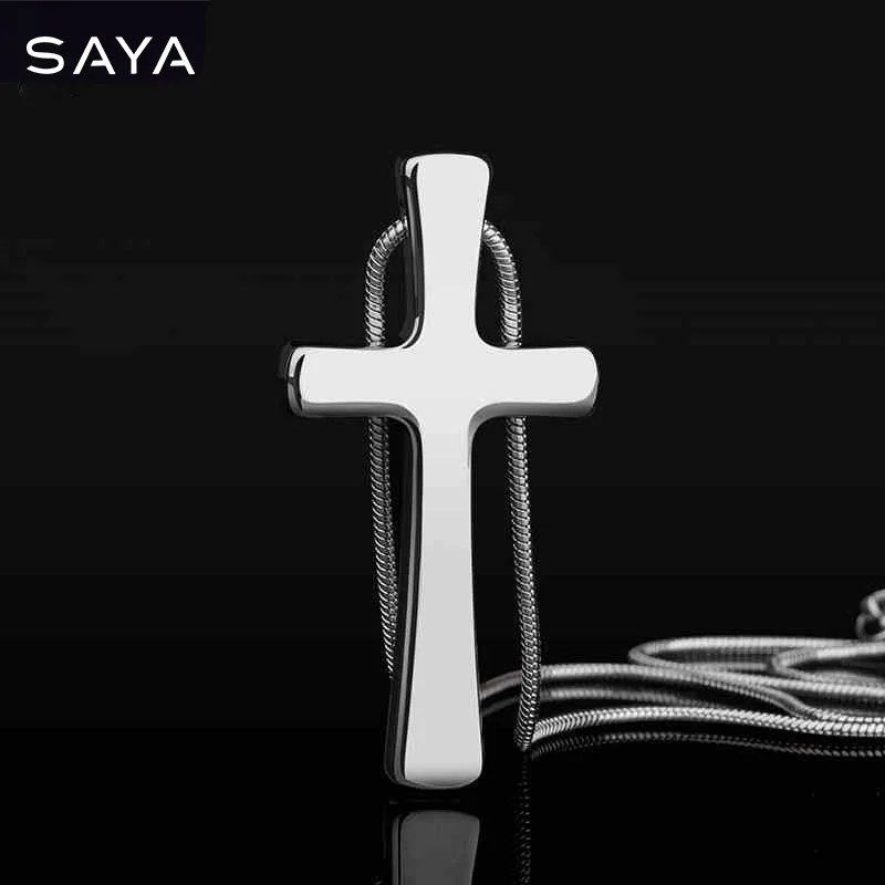 Top Trends: 2021 Polished Scratch Proof Cross Tungsten Steel Pendants With Stainless Steel Necklace For Couples , Engraving Shoppable Styles