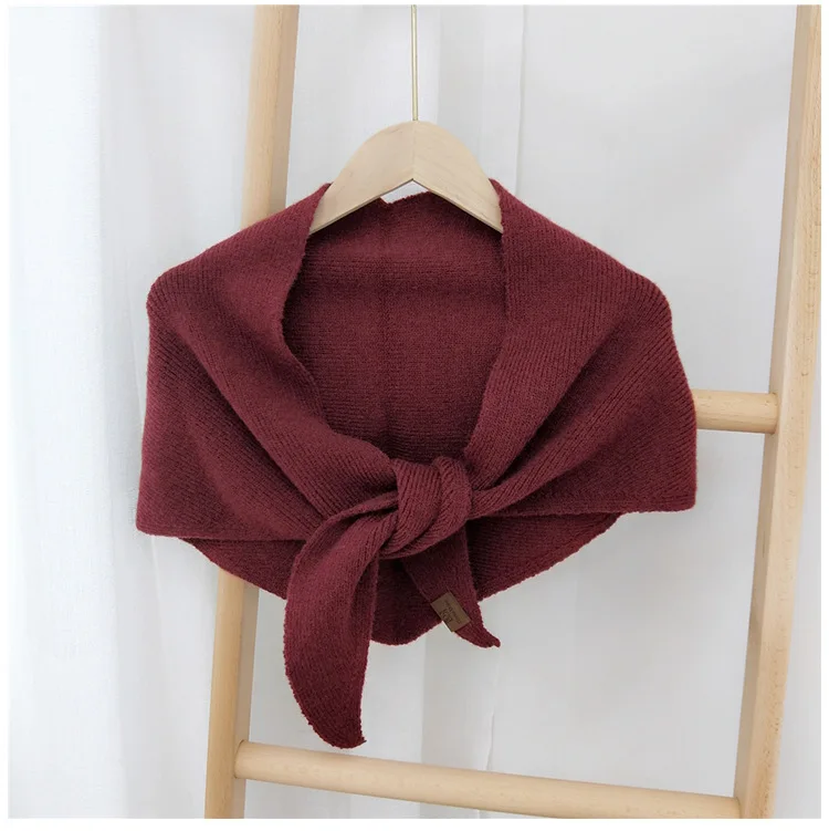 Top Trends: Women&#039;s Wool Knitted Triangle Scarf Solid Warm Double-Sided Wear Shawl Wrap Autumn Winter Korean Shoppable Styles