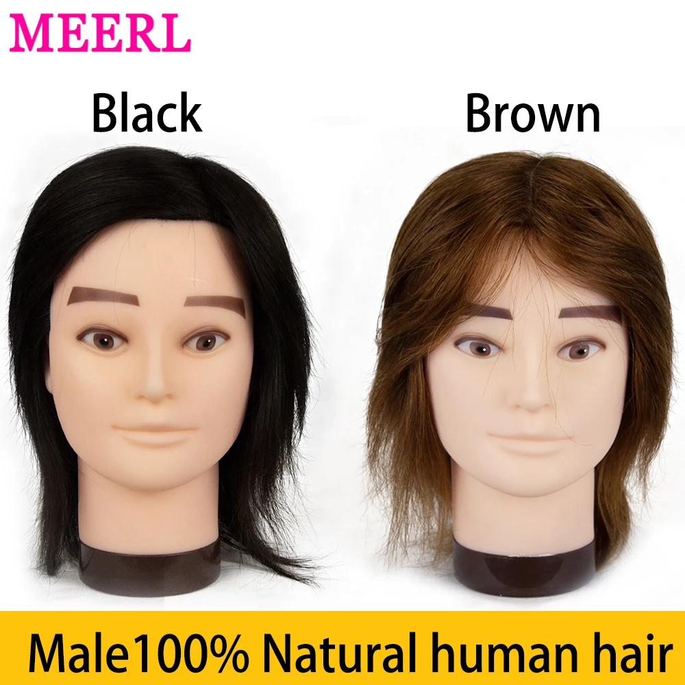 Top Trends: 100% Real Human Hair Male Mannequin Practice Training Head With Beard For Cutting Hairdressing Manikin Head For Beauty School Shoppable Styles