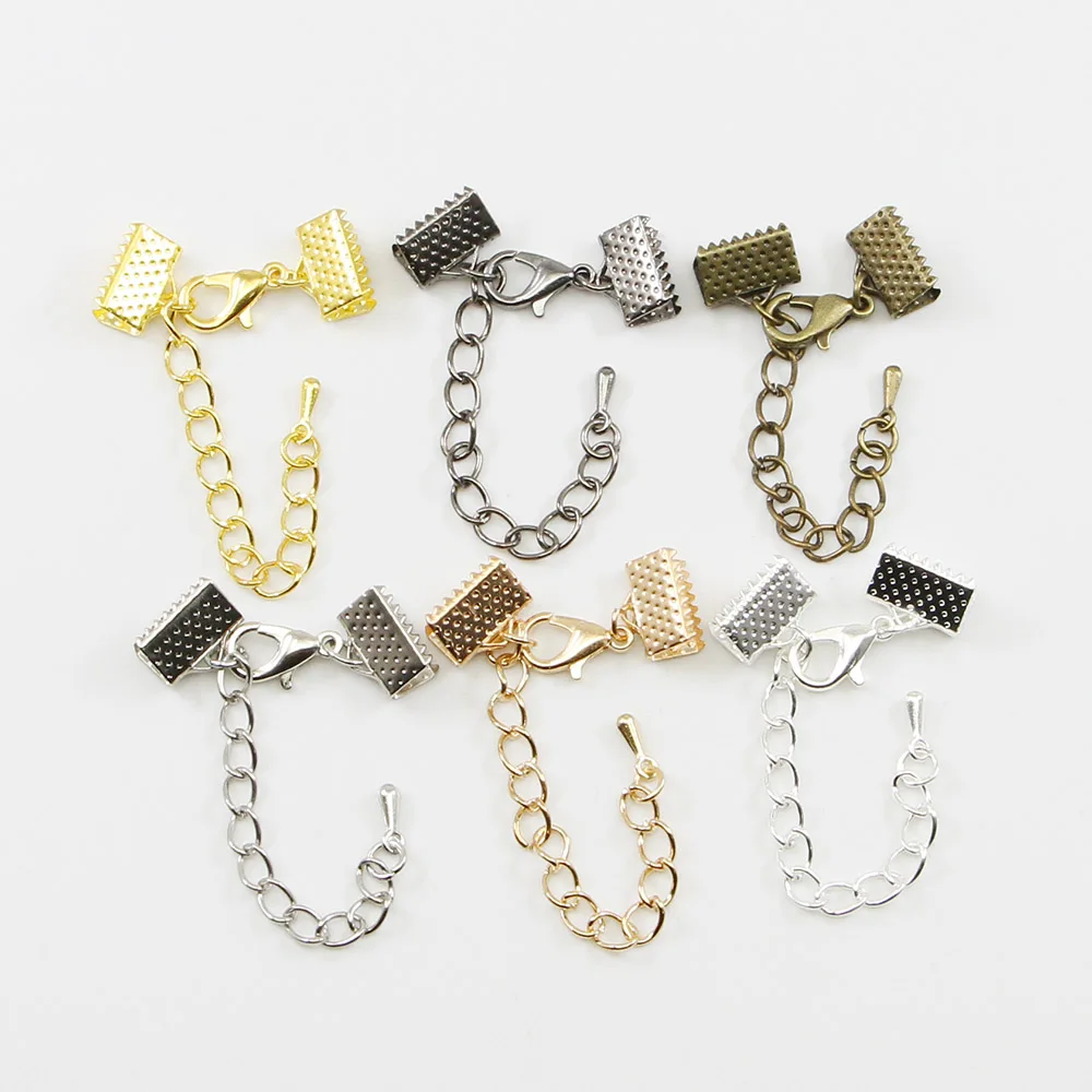 Top Trends: 10Pcs Ribbon Leather Cord End Fastener Clasps Extender Chain Lobster Clasps Connectors For Jewelry Making Diy Bracelet Findings Shoppable Styles