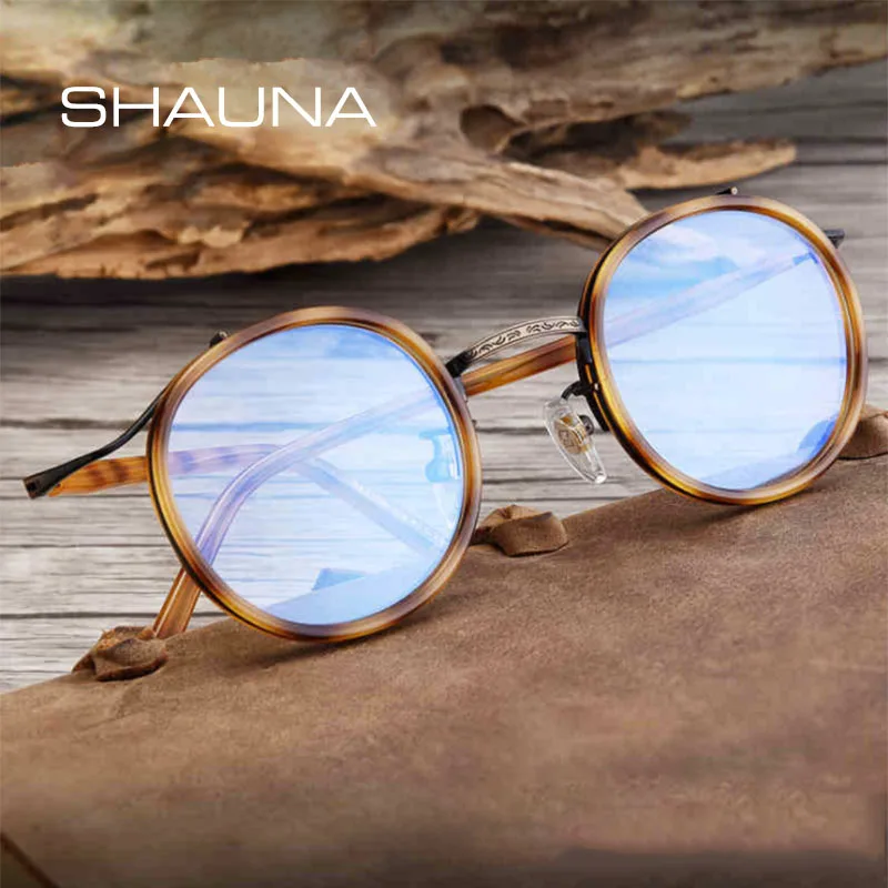 Top Trends: SHAUNA Anti-Blue Light Retro TR90 Women Round Glasses Frame Unique Design Fashion Men Optical Eyeglasses Shoppable Styles