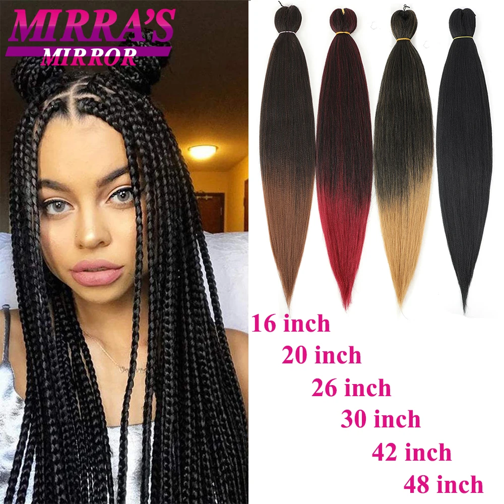 Top Trends: Mirra&#039;s Mirror Long Jumbo Braids Hair Extensions Afro Synthetic Hair Yaki Braid Straight Pre Stretched Braiding Hair Black Brown Shoppable Styles