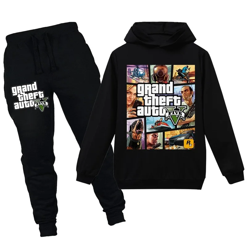 Top Trends: Grand Theft Auto V GTA 5 Kids Hoodies Pants 2pcs Sets Long Sleeve Pullover Boys Sweatshirt Teenage Girls Clothing 12 14 Years Shoppable Styles