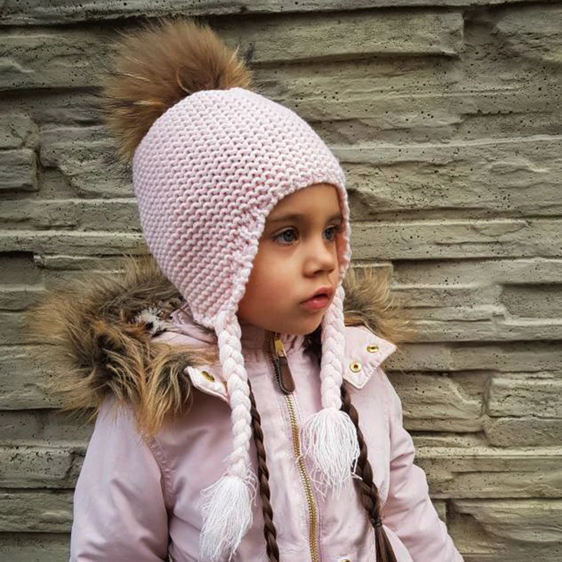 Top Trends: FURANDOWN New Fashion Kids Beanie Winter Pompon Hats For Children Girls Knitted Wool Earflap Beanies Cap Crochet Baby Hat Shoppable Styles