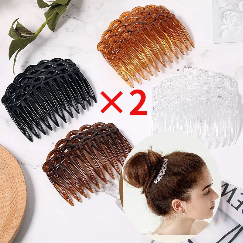 Top Trends: 2pcs Plastic Hair Side Combs French Twist Hair Comb Straight Teeth Hair Clip Comb Accessories For Women Wedding Party Styling Shoppable Styles