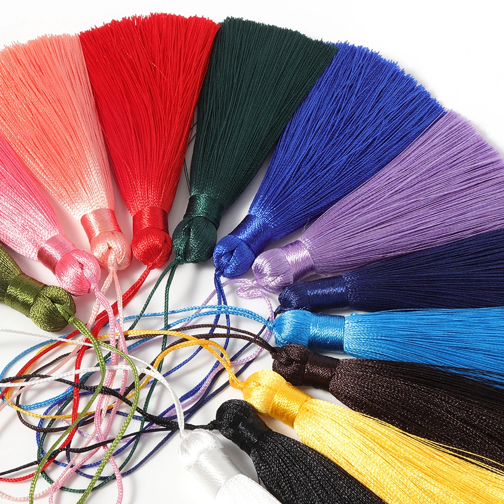 Top Trends: 10pcs 8cm Polyester Silk Tassel Cords Brush For Jewelry Making Crafts Charm Pendant Satin Tassel DIY Handmade Material Supplies Shoppable Styles