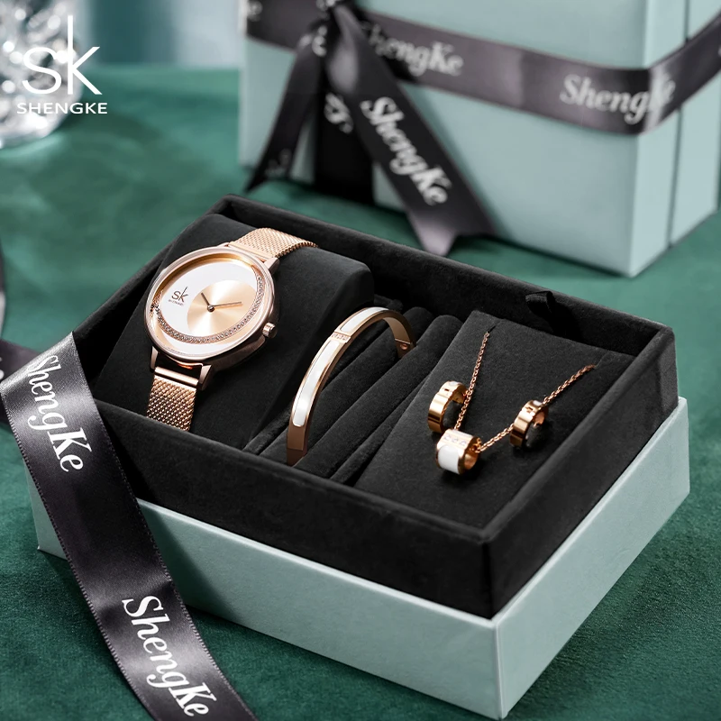 Top Trends: Shengke New Watches Set With Luxury Bracelet Earrings Necklace Accessories High Quality Women Watches Gift For Love Anniversary Shoppable Styles