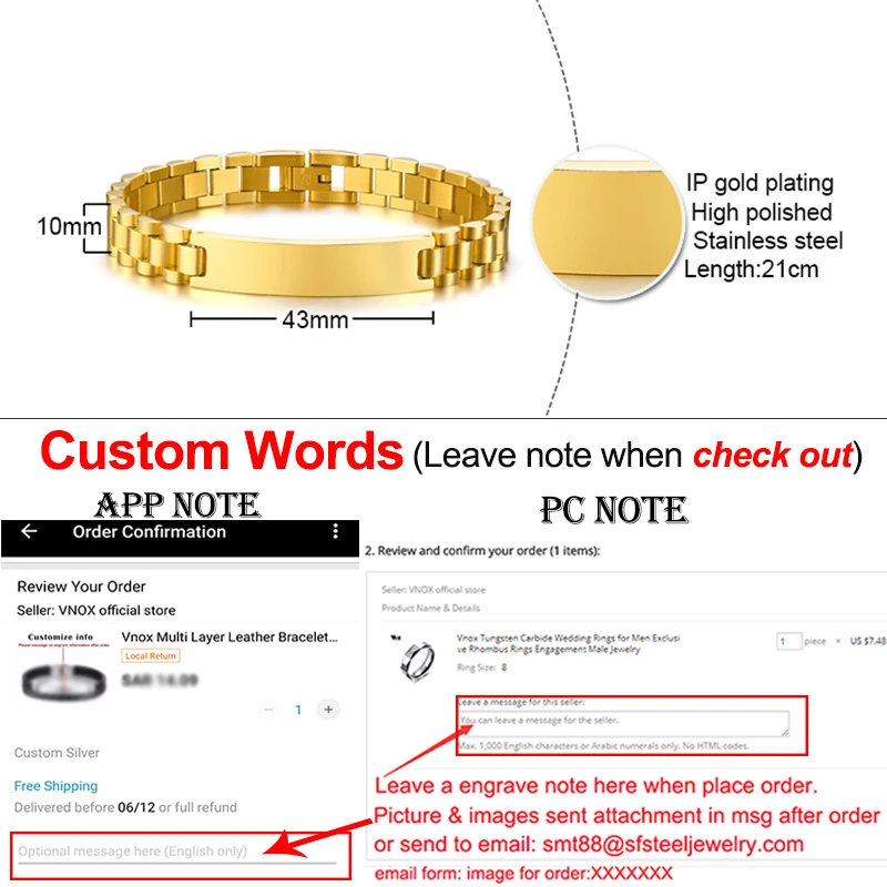 Top Trends: Vnox Gold Tone Stainless Steel Mens ID Bracelets Free Engraving Laser Name Date Customize Gift Shoppable Styles - Image 5