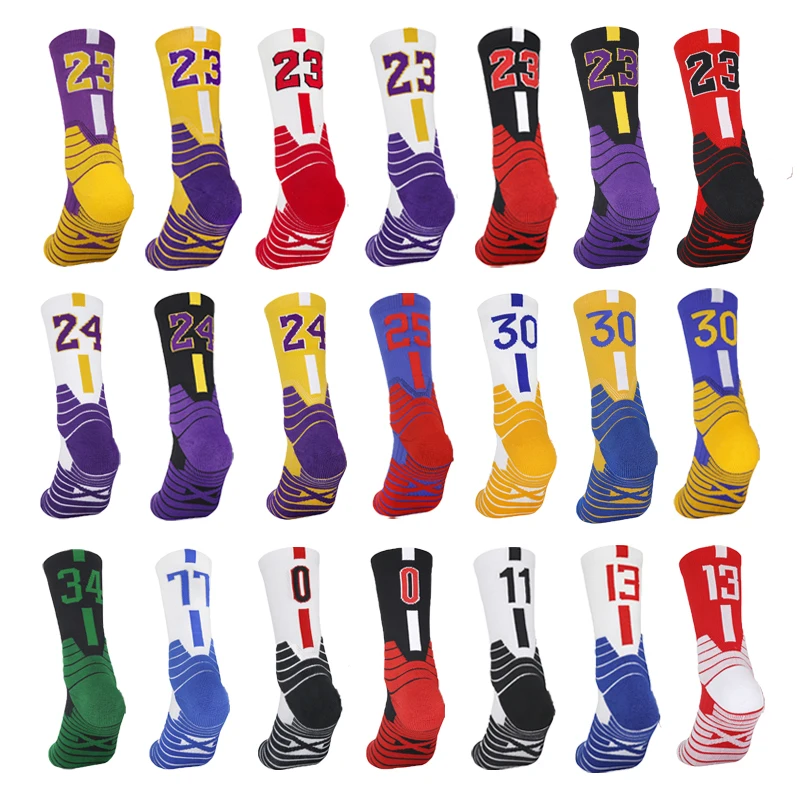 Top Trends: Men&#039;s Basketball Socks Number Sports Socks Knee High Thickened Towel Bottom Cycling Running Basket Child Adult Calcetines Socks Shoppable Styles