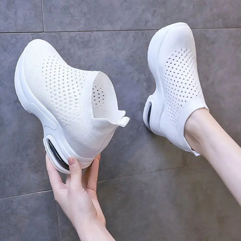 Top Trends: Women&#039;s Sneakers Platform White Casual Shoes Women Platform Heels Wedges Height Increasing 2023 Knitted Ladies Vulcanized Shoes Shoppable Styles