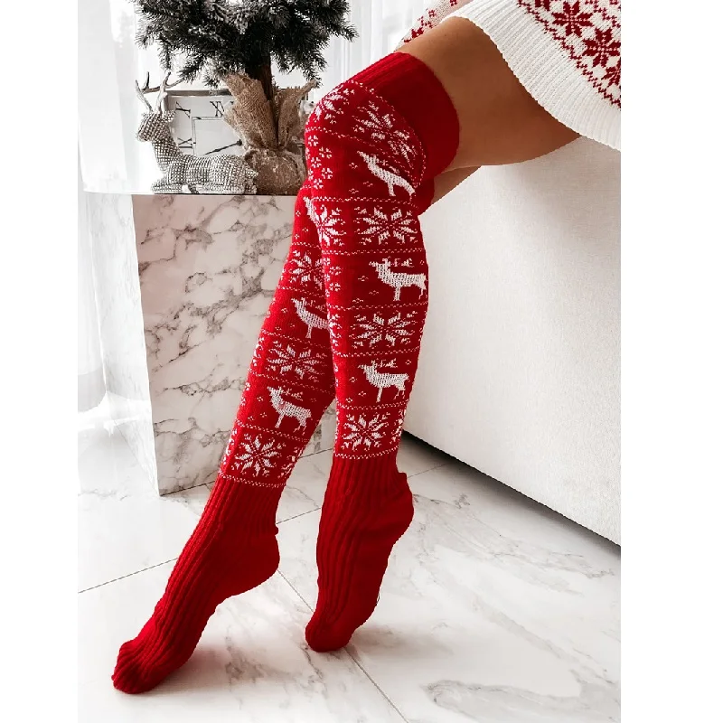 Top Trends: Christmas Stockings Women&#039;s Long Knitted Stockings For Girls Ladies Women Winter Knit Socks Thigh High Over The Knee Socks Shoppable Styles