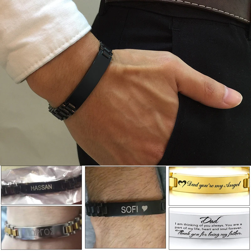 Top Trends: Vnox Gold Tone Stainless Steel Mens ID Bracelets Free Engraving Laser Name Date Customize Gift Shoppable Styles - Image 4