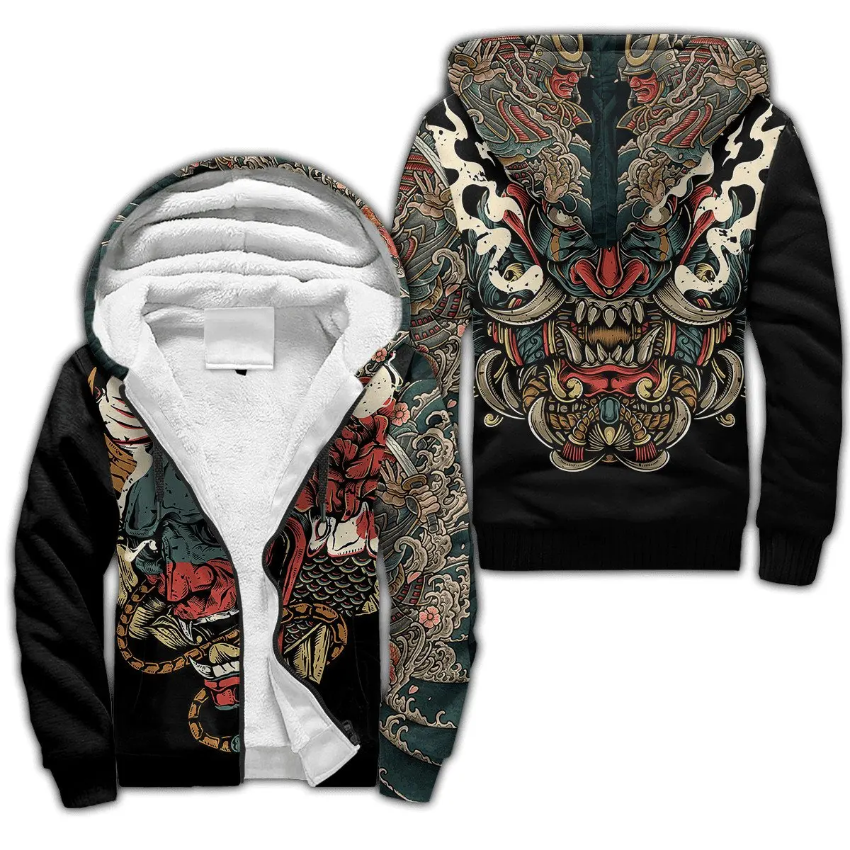 Top Trends: Samurai And Dragon Tattoo Pattern 3D Printed Winter Thicker Zip Hoodie Unisex Casual Hooded Tracksuit Warm Fleece Jacket KD05 Shoppable Styles